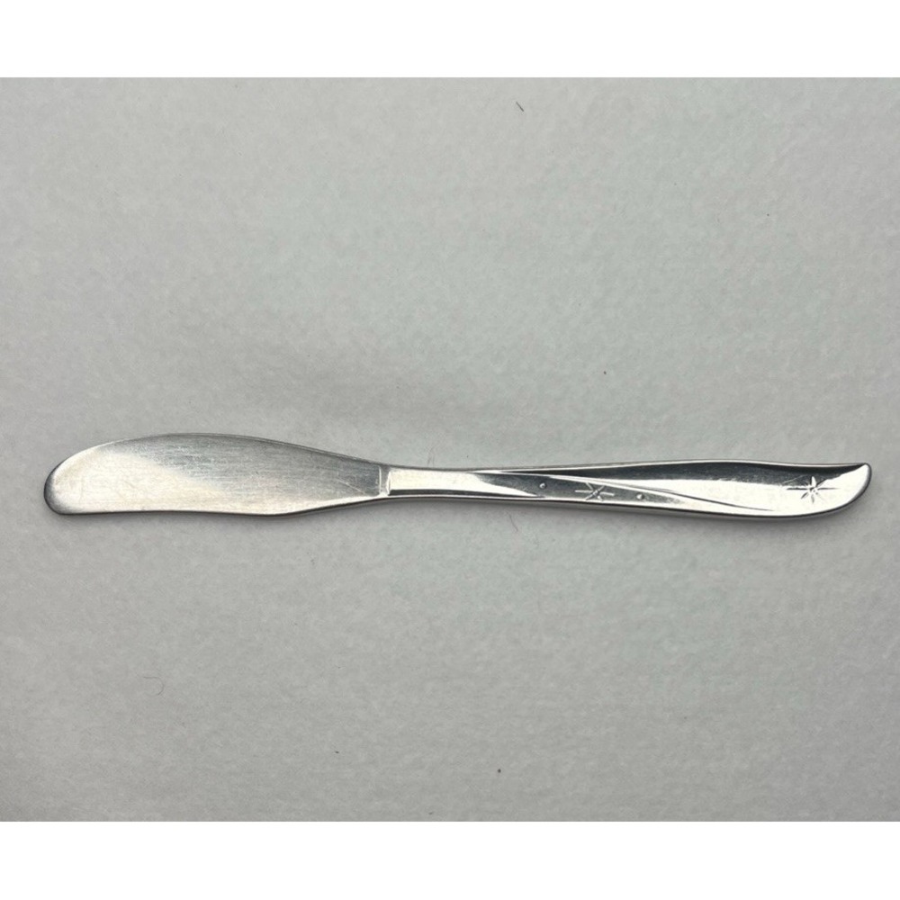 Oneida Community Twin Star Butter Spreader Knife Atomic Starburst Vintage MCM